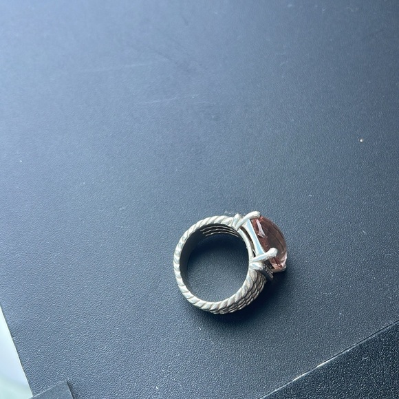 David Yurman Wheaton® Ring in Sterling Silver, Morganite & Pavé Diamonds - Picture 8 of 10